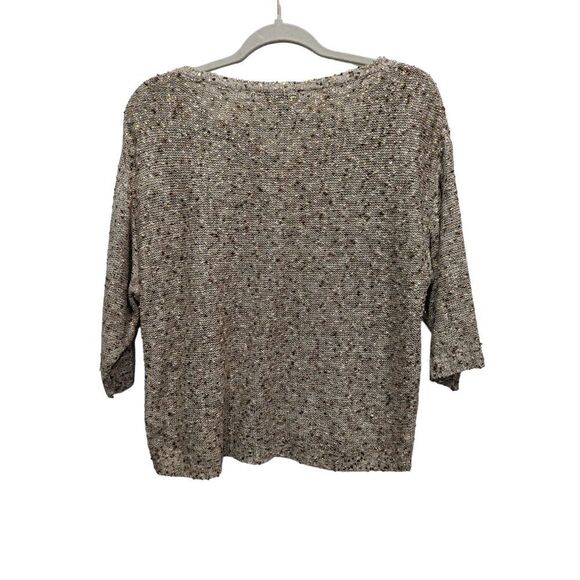 H&M Scoop Neck Metallic Knit Slouchy Short Sleeve Sweater, M - Picture 3 of 6